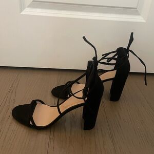 Aldo Elegant Black Lace-Up Heels